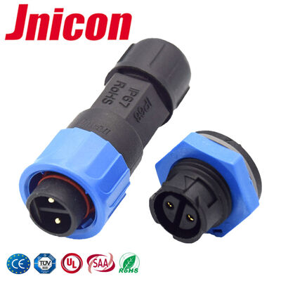 M16 IP68 Connecteur 10A 2 broches Circulaire en plastique UL94-V0 Connecteurs de verrouillage à pression