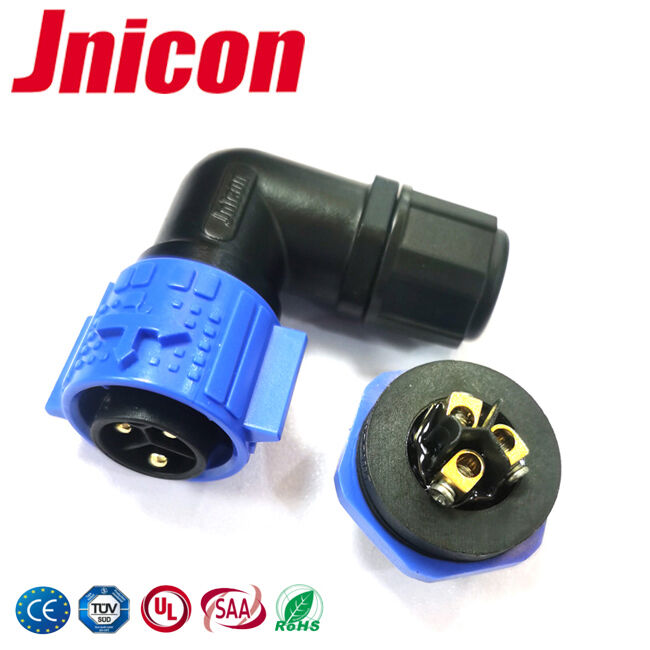 Connecteur de borne à vis M19 20A à 3 broches, connecteur d'alimentation étanche 300V à 90 degrés