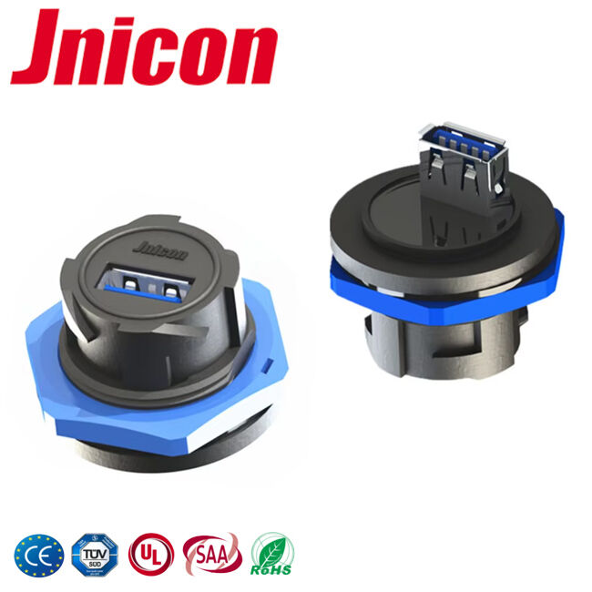 IP67 connecteur USB 3.0 imperméable à l'eau Panneau de haute durabilité monture connecteur de données mâle femelle