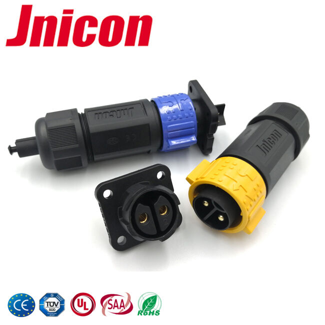 Connecteur d'alimentation IP67 2 broches et connecteurs de prise PA66 Matériau pour automatisation industrielle