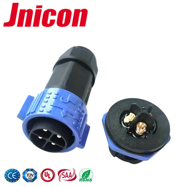 Connecteur étanche IP67 4 broches 30A mâle femelle en plastique de -40 °C à +105 °C