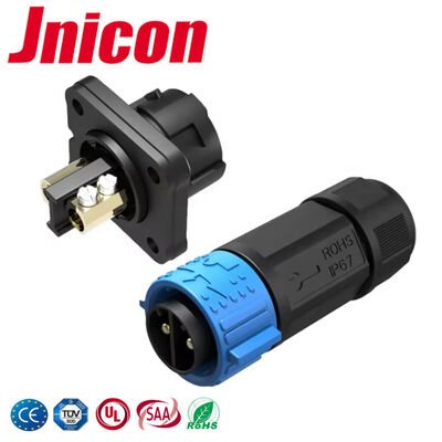 Connecteur d'alimentation circulaire 50A M25 à 2 broches IP67, connecteurs de fil électrique vers carte